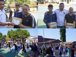 Senam Rutin dan Penutupan Porseni Semarakkan HUT ke-81 RI di Lapas Maros