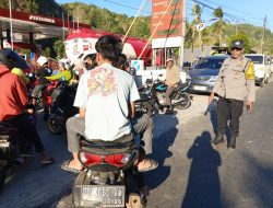 Personil Polsek Bantimurung Amankan Penerapan Sistem Ganjil-Genap di SPBU Pattunuang